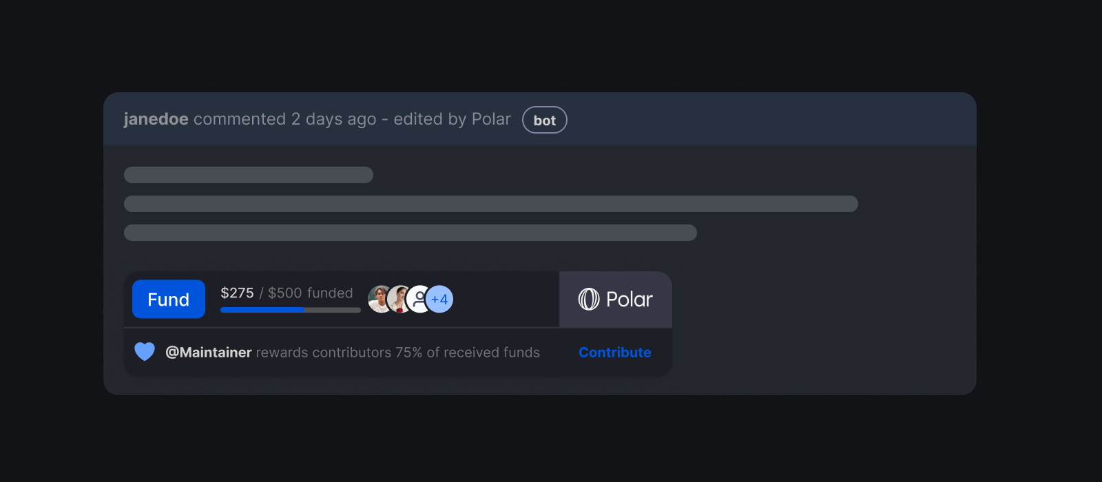 GitHub Issue with Polar Badge